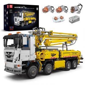 Kit de Construção Caminhão com Bomba de Concreto com 4368 Peças e Controle Remoto para Crianças e Adultos, Mould King, Amarelo