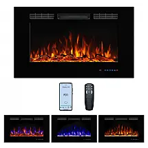 Lareira Elétrica Dreamflame 91x55cm 1500W Chamas 3 Cores LCD Embutir 110V