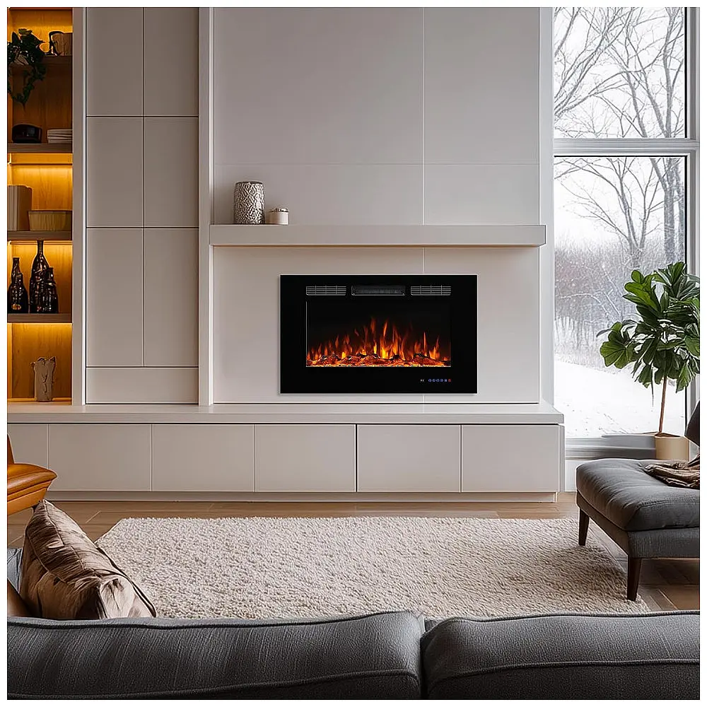 Lareira Elétrica Dreamflame 91x55cm 1500W Chamas 3 Cores LCD Embutir 110V — foto 2