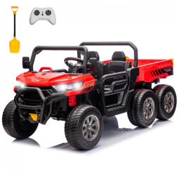 Caminhão Basculante Infantil Elétrico Sopbost Vermelho 24V 2 Lugares 4 Motores 75W Caçamba Automática 4WD Pneus EVA Controle Bluetooth