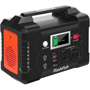 FF FLASHFISH Estação de Energia Portátil 200W Saída 110V AC 12V DC e USB 3,5kg Display LCD