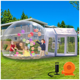 Casa Inflável de Bolha de 3 metros para Crianças, Tenda de Bolha Inflável de PVC Transparente com Túnel, Casa de Balão de Bolha