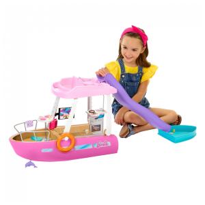 Barco de Brinquedo da Barbie com 20 Peças, Incluindo Piscina, Golfinho Escorregador e Acessórios Temáticos do Oceano