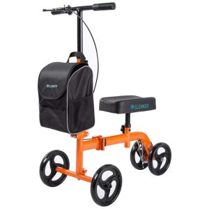 Scooter de joelho direcionável para cirurgia de tornozelos de lesões nos pés com joelheira macia confortável e bolsa de pano multifuncional