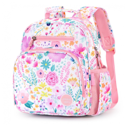 Mochila infantil floral rosa mibasies 7L para meninas 2 a 4 anos 30 cm