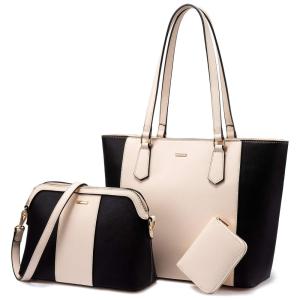 LOVEVOOK Conjunto de Bolsas de Ombro Feminina, 3 Unidades, Branca e Preta