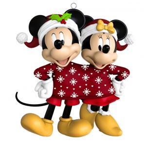 Ornamento Hallmark Keepsake Natal 2025 Disney Mickey e Minnie Sweater-Sharing Sweethearts, Decoração Romântica para Fãs