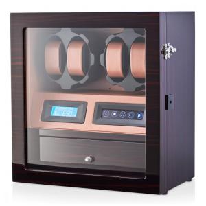 Caixa, Estojo Rotativo Automático para Relógios com Luz e Painel de Controle, 4 Lugares, LEADER WATCH WINDERS X205, Marrom