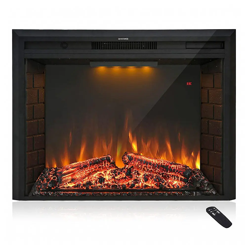 Lareira Elétrica Masar Flame de Embutir A62x77L com Controle Remoto, Luz de LED e Som de Fogo, 1500W, 110v, MASARFLAME, Preto