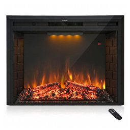 Lareira Elétrica Masar Flame de Embutir A62x77L com Controle Remoto, Luz de LED e Som de Fogo, 1500W, 110v, MASARFLAME, Preto