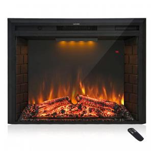 Lareira Elétrica Masar Flame de Embutir A62x77L com Controle Remoto, Luz de LED e Som de Fogo, 1500W, 110v, MASARFLAME, Preto