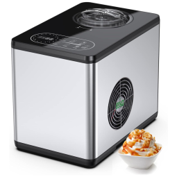 Máquina de Sorvete Automática 1,5L de Capacidade com Painel de Controle Digital, 110v, FOOING Ice Cream Maker, Prateado