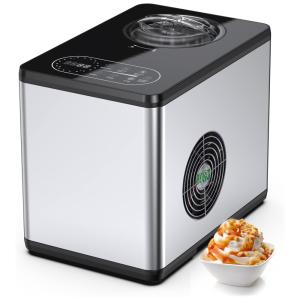 Máquina de Sorvete Automática 1,5L de Capacidade com Painel de Controle Digital, 110v, FOOING Ice Cream Maker, Prateado