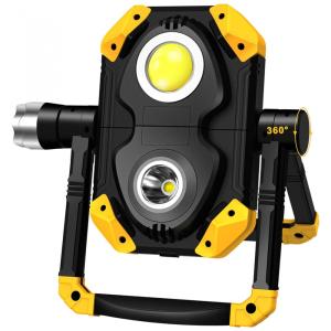 Kanterna Luz de Trabalho LED Portátil L Recarregável com Base de Energia, 3000 Lúmens, LITINIGEAR 9111, Amarelo