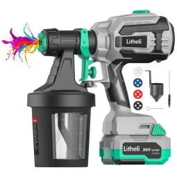 Pistola de Pintura Pulverizadora 1L com 4 Tamanhos de Pontas, LITHELI E1PG17100, Cinza