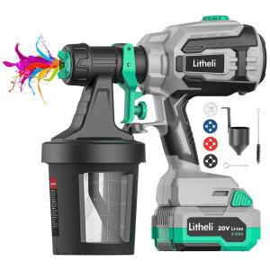 Pistola de Pintura Pulverizadora 1L com 4 Tamanhos de Pontas, LITHELI E1PG17100, Cinza