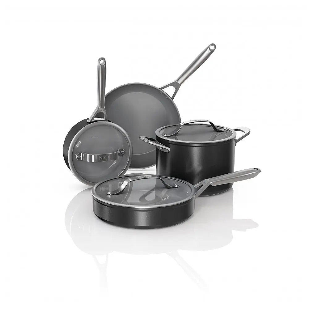 Conjunto de Panelas Ninja CW39007BK Ceramic Pro 7 Peças Antiaderente Preto Forno 288°C