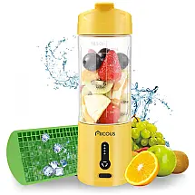 Liquidificador Portátil 550mL com Carregamento USB e Bandeja em Cubos, 110v, NICOUS, Amarelo