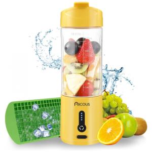 Liquidificador Portátil 550mL com Carregamento USB e Bandeja em Cubos, 110v, NICOUS, Amarelo