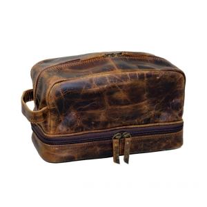 Necessaire Masculina de Couro, JAALD, Marrom