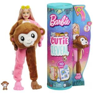Boneca Barbie Revelação com Fantasia de Pelúcia Macaco e 10 Surpresas Incluindo Mini Pet