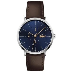 Relógio Masculino de Quartzo e Aço Inoxidável com Pulseira de Couro, LACOSTE 2010976, Marrom Escuro