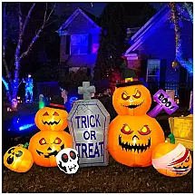 Kit Decoração de Halloween Auto Infláveis com Lápide e Abóboras