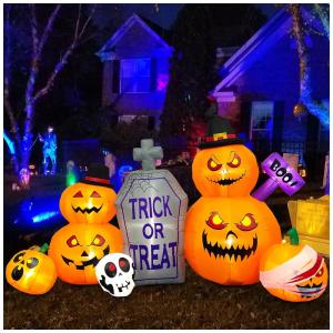 Kit Decoração de Halloween Auto Infláveis com Lápide e Abóboras