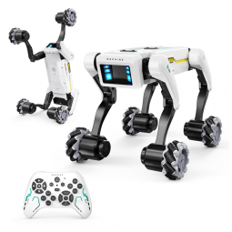 Cachorro robô inteligente com rodas Dingdongwu, 30 ações biônicas, controle por voz e controle remoto, bateria recarregável