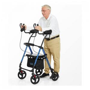 Andador Adulto Idoso com Freios de Loop Apoio de Braço, Cesto e Freios de Loop, Suporta até 136 quilos, HEALTH LINE MASSAGE PRODUCTS, Azul