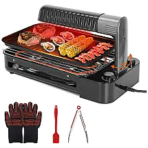 Churrasqueira Elétrica Portátil, com Antiaderente, 1500W, 110v, XUKOOM, Preto