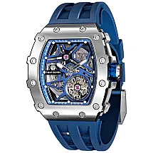 Relógio Masculino Analógico Automático a Prova dÁgua 50M com Pulseira de Silicone, TSAR BOMBA TB 820679SGLZ, Azul