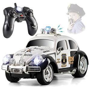Polícia Carrinho de Conole Remoto Escala 116 para Adultos e Crianças com Bateria Recarregável, TOP RACE TR 913, Preto