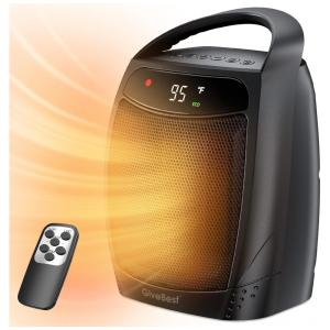Aquecedor Portátil GiveBest 1500W para Uso Interno, Termostato Remoto, Modo ECO, Timer de 12H, Silencioso e Seguro, Ideal para Quarto e Sala