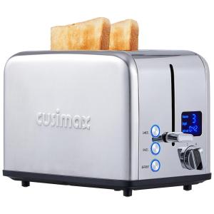 Torradeira de 2 Fatias com Tela LED com 6 Níveis de Tostagem, 850W, 110v, CUSIMAX, Prateado