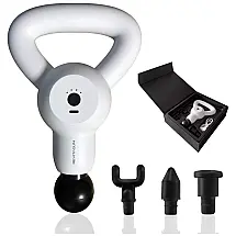 Massageador Pistola Elétrico Profissional Sem Fio 4 Acessórios, Velocidade 3000 RPM Ultra silencioso, REVITAGUN Mini Kettle White, Branco
