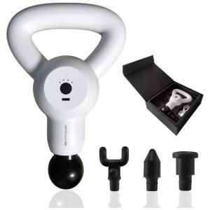 Massageador Pistola Elétrico Profissional Sem Fio 4 Acessórios, Velocidade 3000 RPM Ultra silencioso, REVITAGUN Mini Kettle White, Branco