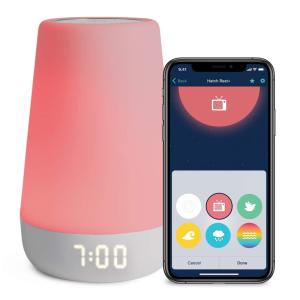 Máquina de Ruído para Dormir, com Alarme, Luzes e Sons programáveis via App, HATCH BABY, Branco