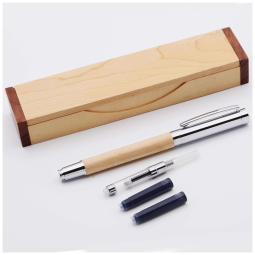 Caneta Tinteiro com Escrita Suave Ponta Média e Estojo, LACHIEVA LUX, Marrom