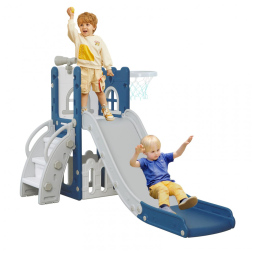Escorregador 6 em 1 LulliSpace para Bebês de 1-3 Anos, Escalador para Playground Interno e Externo com Cesta de Basquete, Armazenamento
