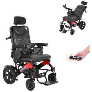 Cadeira de Rodas Elétrica com Ajuste Multiângulo de Apoio de Cabeça, para Adultos de até 150 kg, 600W, Rubicon DX11, Preta