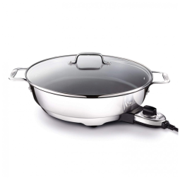 Frigideira Elétrica All-Clad de Aço Inox 7 Litros com Revestimento Antiaderente, Controle de Temperatura e Utensílios de Cozinha