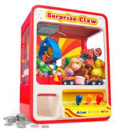 JOYIN Claw Machine Arcade Toy Vermelha com Luz LED e Som Ajustável, Mini Máquina de Garra Recarregável para Crianças