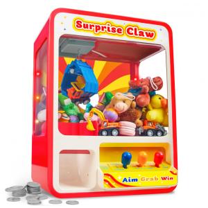 JOYIN Claw Machine Arcade Toy Vermelha com Luz LED e Som Ajustável, Mini Máquina de Garra Recarregável para Crianças