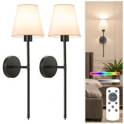 Conjunto de Luminária de Parede Recarregáveis, Sem Fio com 2 Peças, Estilo Moderno, Controle Remoto, Tamanho 60 cm, Lâmpadas Removíveis