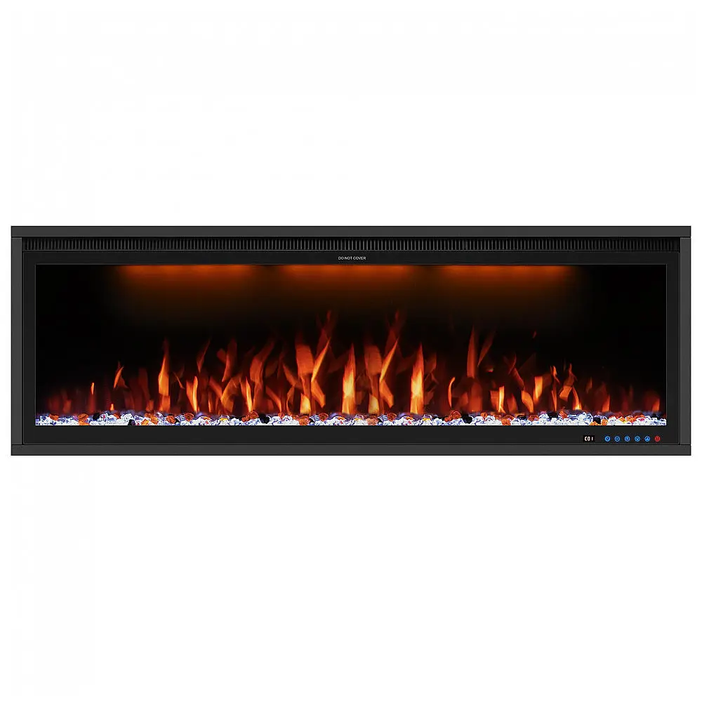 Lareira Elétrica de Embutir A42x127L cm com Controle Remoto por APP, 13 Cores de Chama Ajustáveis e Temporizador, 110V 1500W, Benrocks 50