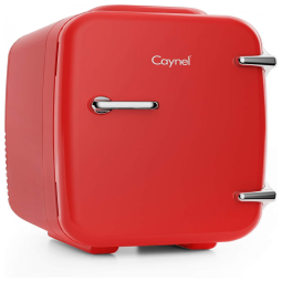 CAYNEL Mini Refrigerador e Aquecedor, 4 Litros, 6 Can Frigorífico Pessoal Compacto Portátil, Sistema Termoelétrico AC, DC, 100 Freon Free