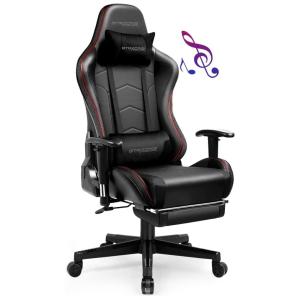 Cadeira de Escritório Gamer Reclinável e Ergonômica com Apoio para Lombar, GTRACING D38AMF BLACK, Preto