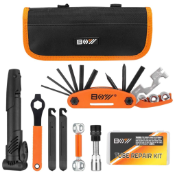Kit de Reparo Emergencial de Bicicleta e Bolsa de Transporte, 16 Funções, XCH ROBOTS, Preto