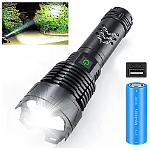 Alifa Lanterna 1000LM, 5 Modos de Luz, com USB, à Prova DÁgua IPX5, Preta